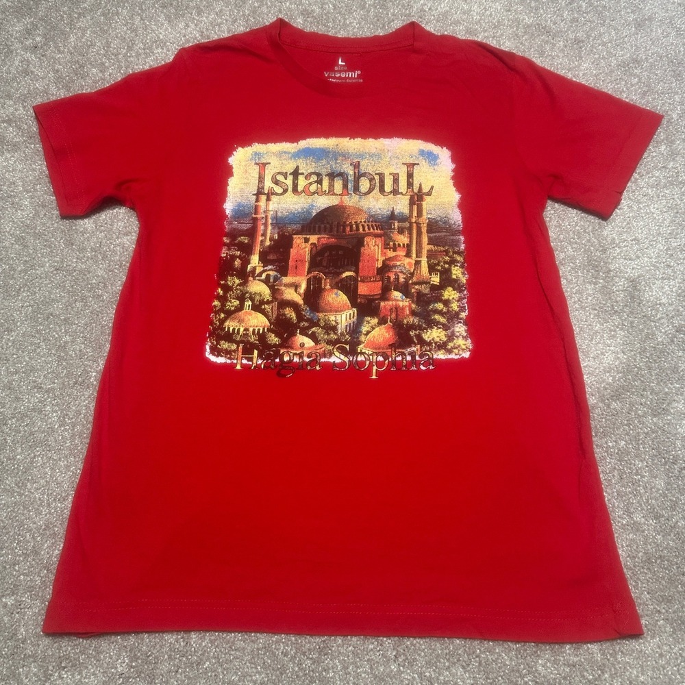Mens L Istanbul Hagia Sophia Graphic Tee Red Turkey Souvenir T-Shirt